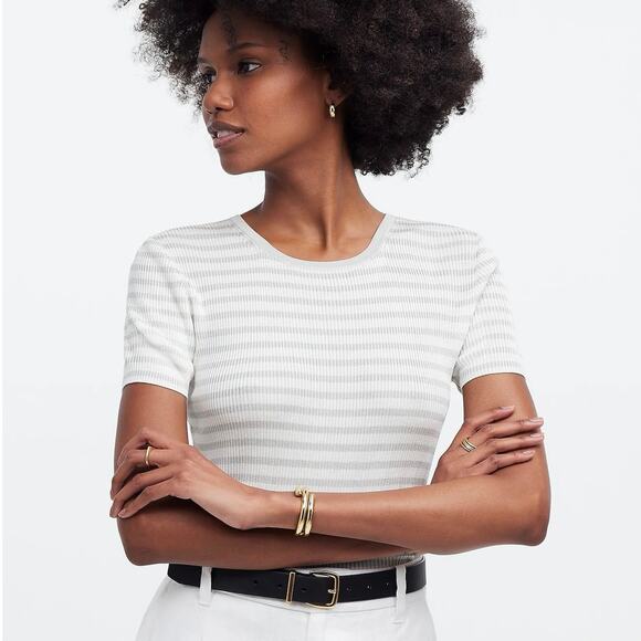 NWOT Madewell Micro-Rib Sweater Tee in Monument Size XXS - Picture 1 of 9